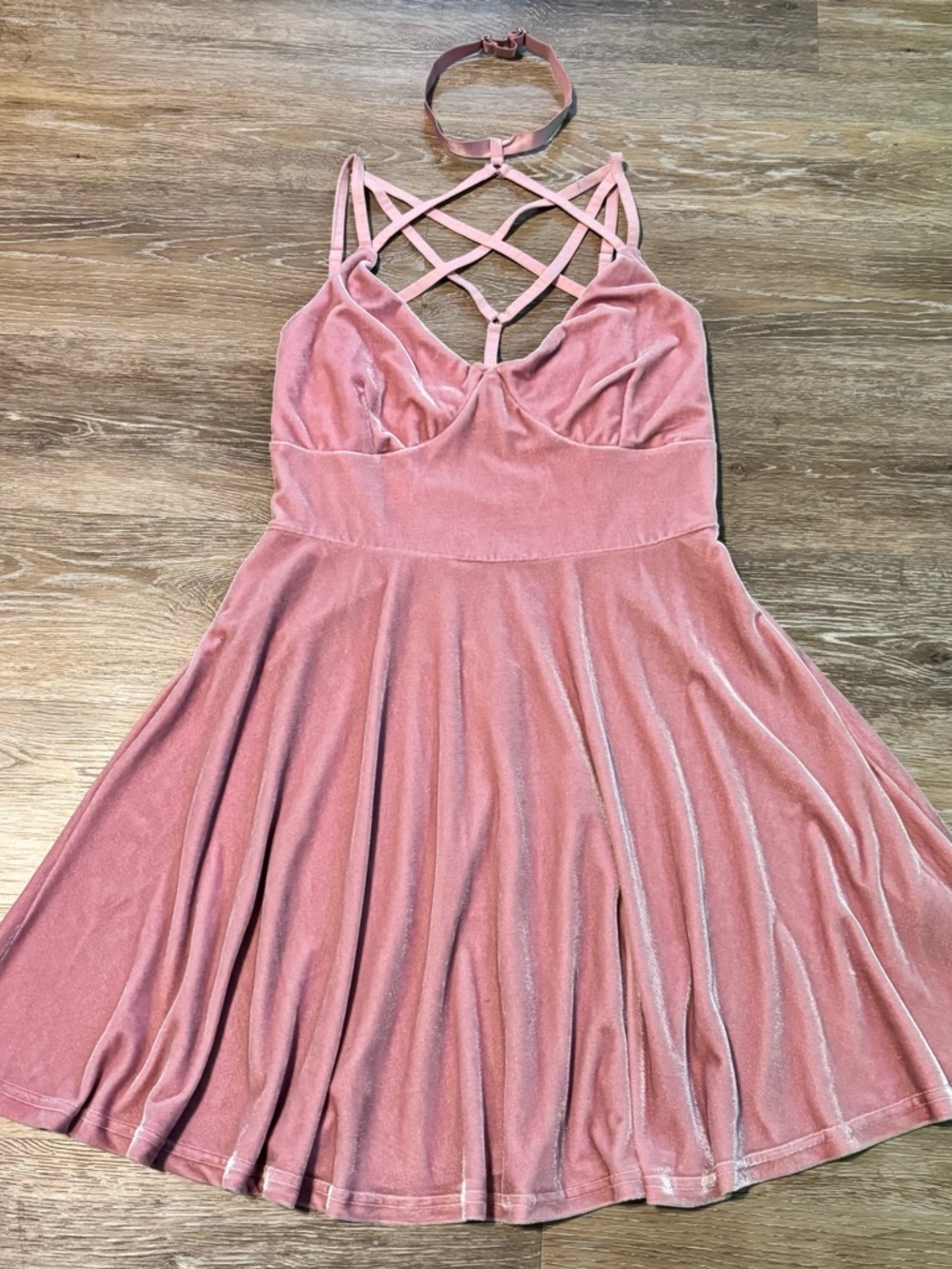 Killstar Dusty Pink Velour Dress